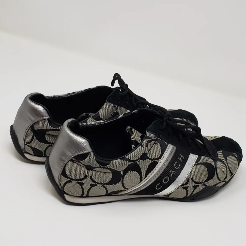 Coach Women's Sneakers Signature Jayme Black / Grey / Silver Size 6 M  Flaws